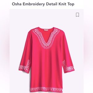 Embroidered Knit Sweater Bright Pink Sz 2x